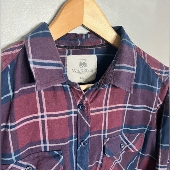 3/$30 _ WINDRIVER | vintage red blue plaid long sleeve comfy Women’s - Large - Picture 3 of 5
